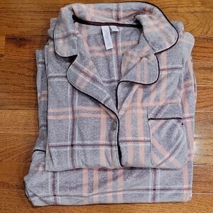 Plaid Women's Pajama Set - Gray and Pink